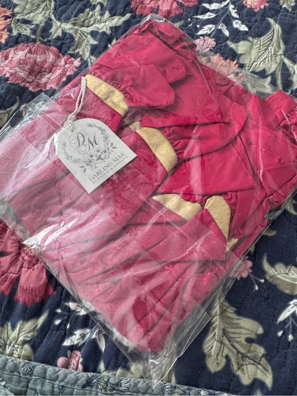“A New Year” red dress with gold accents by Darling Mae (RRR)